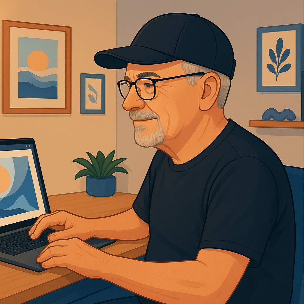 Online Avatar of Glenn Murphy working on digital products for Smart Income & Simple Living for the 50+ Crowd.